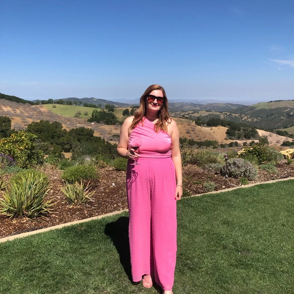 Lulus Pink Swiss Dot Top (from two piece jumpsuit) - Picture 5 of 5